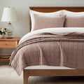 EVERGRACEHOME 100% Cotton Box Stitch Quilt Bedding Set Queen Size 3 Pc NewOpened